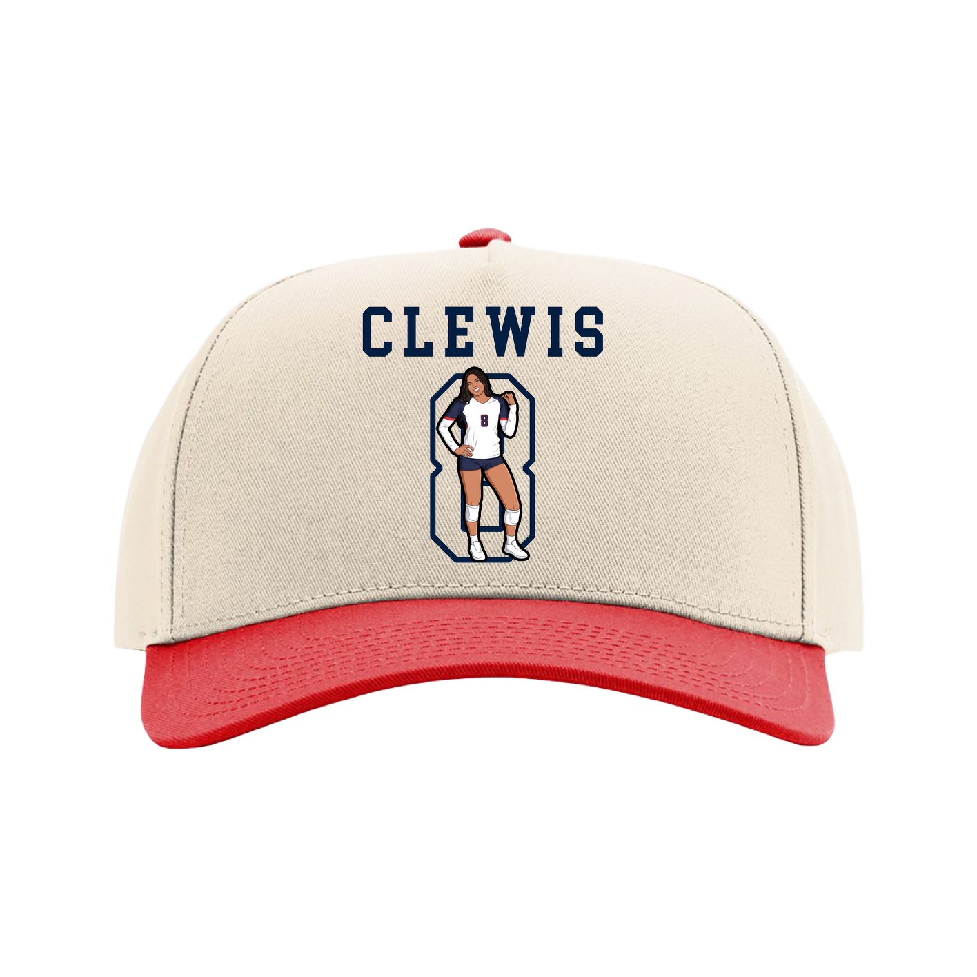 Full Fabric Five-Panel Champ Cap — Shirsey in Cream/Red