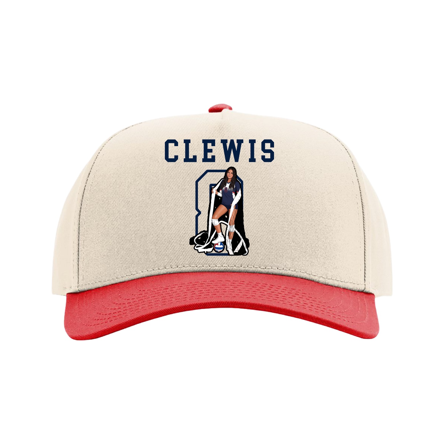Full Fabric Five-Panel Champ Cap — Shirsey in Cream/Red