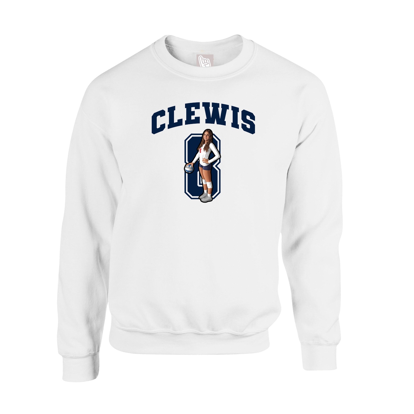 Fleece Crew — Number in White