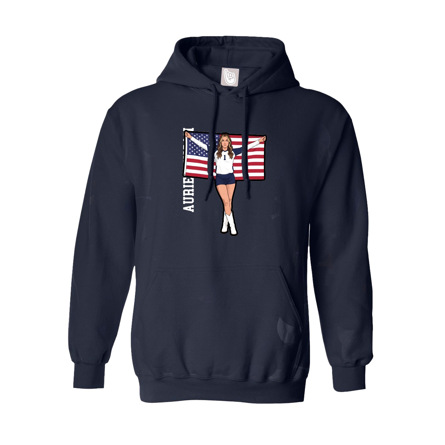 Hoodie — Name Vertical in Navy