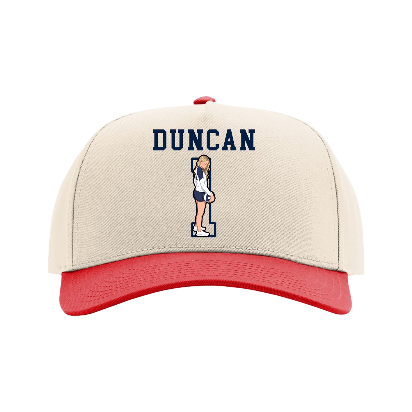 Full Fabric Five-Panel Champ Cap — Shirsey in Cream/Red