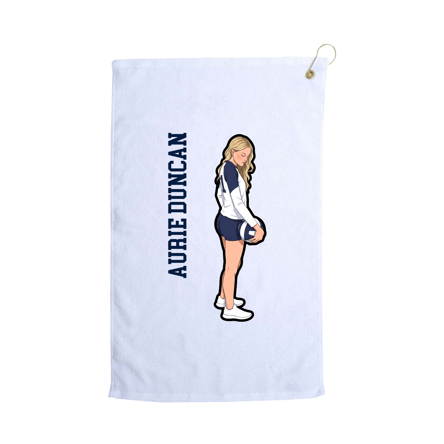 Golf Towel — Name Vertical in White