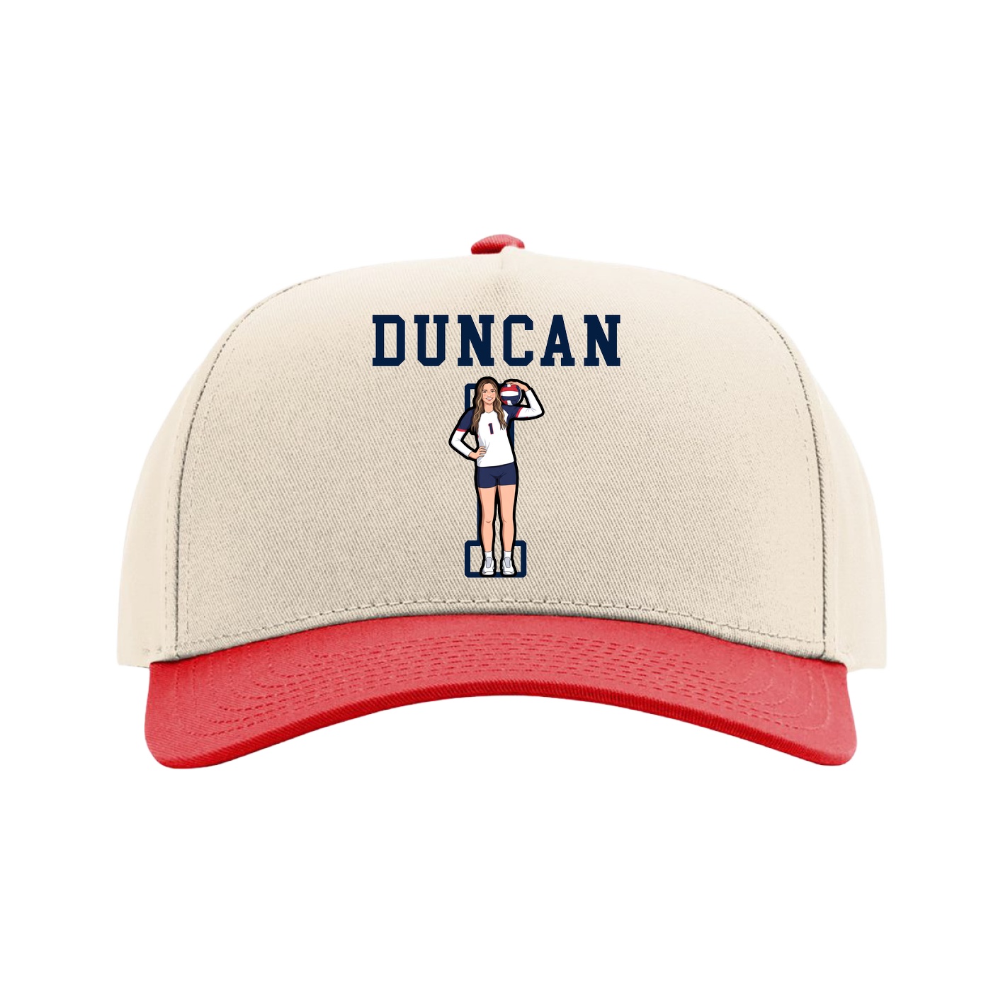 Full Fabric Five-Panel Champ Cap — Shirsey in Cream/Red