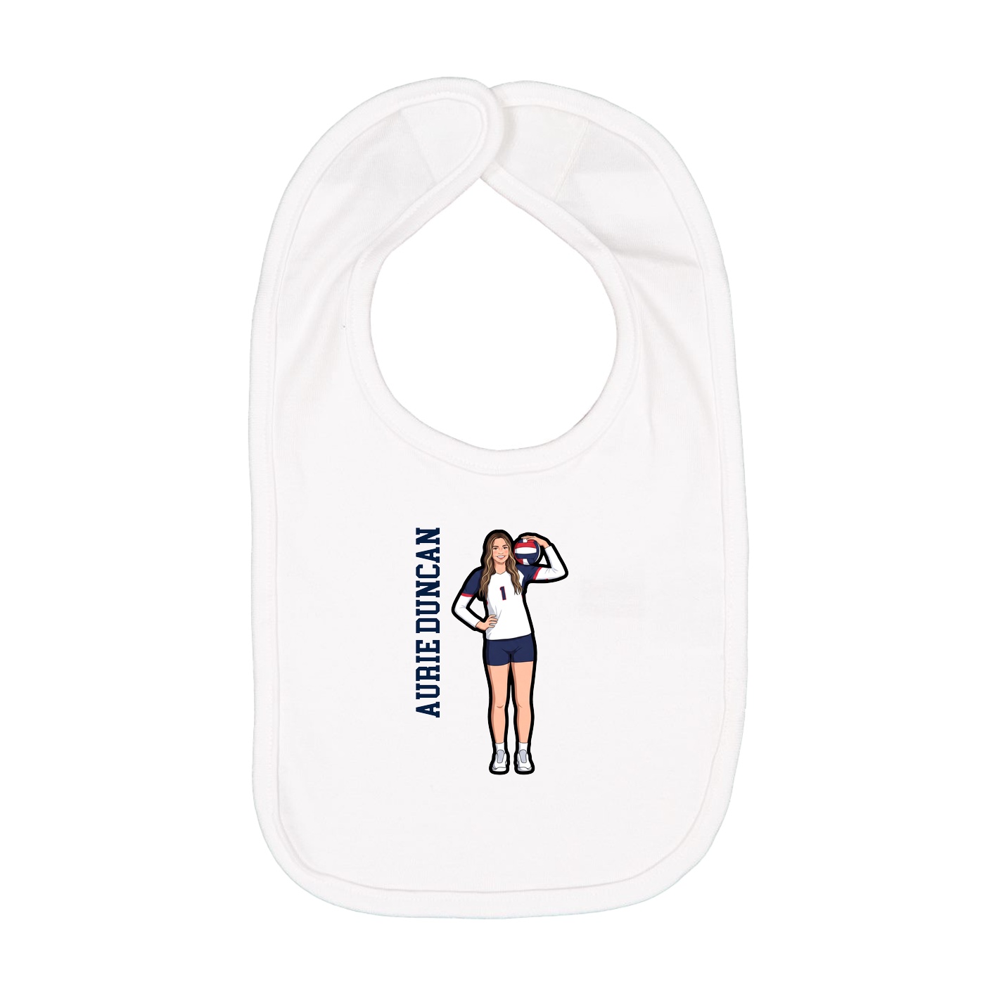 Infant Bib — Name Vertical in White