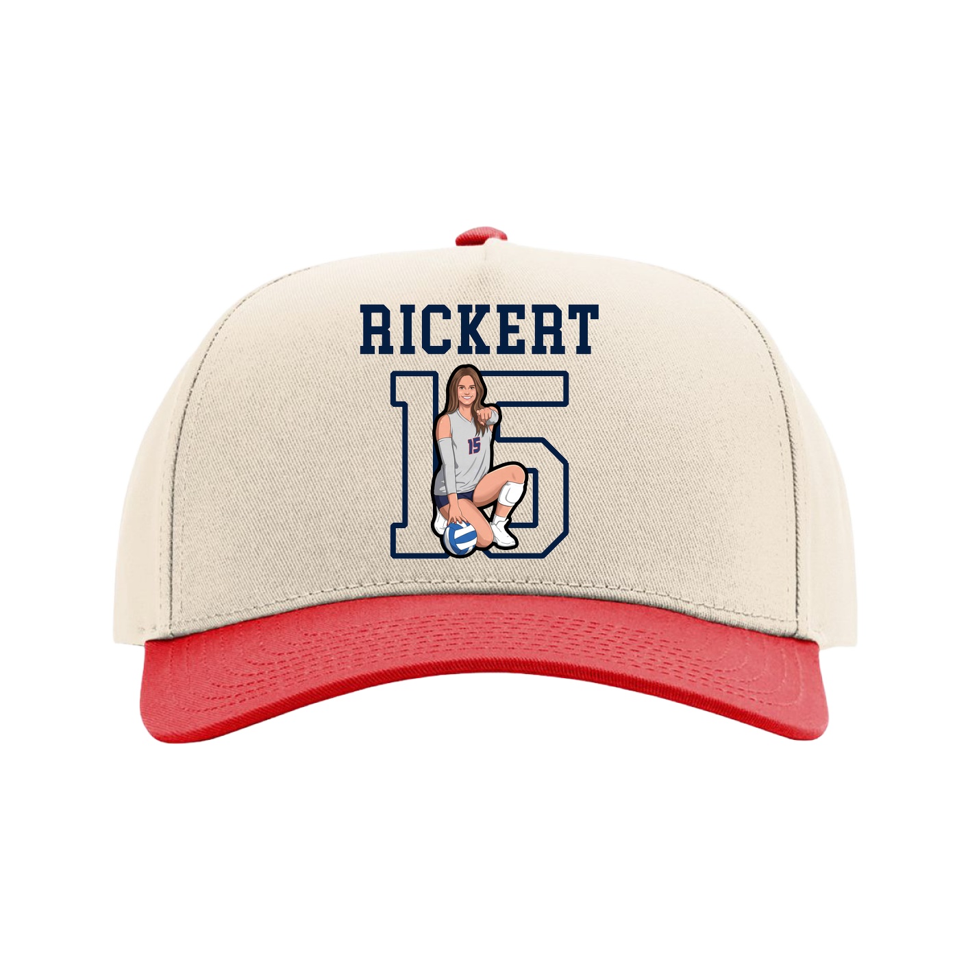 Full Fabric Five-Panel Champ Cap — Shirsey in Cream/Red
