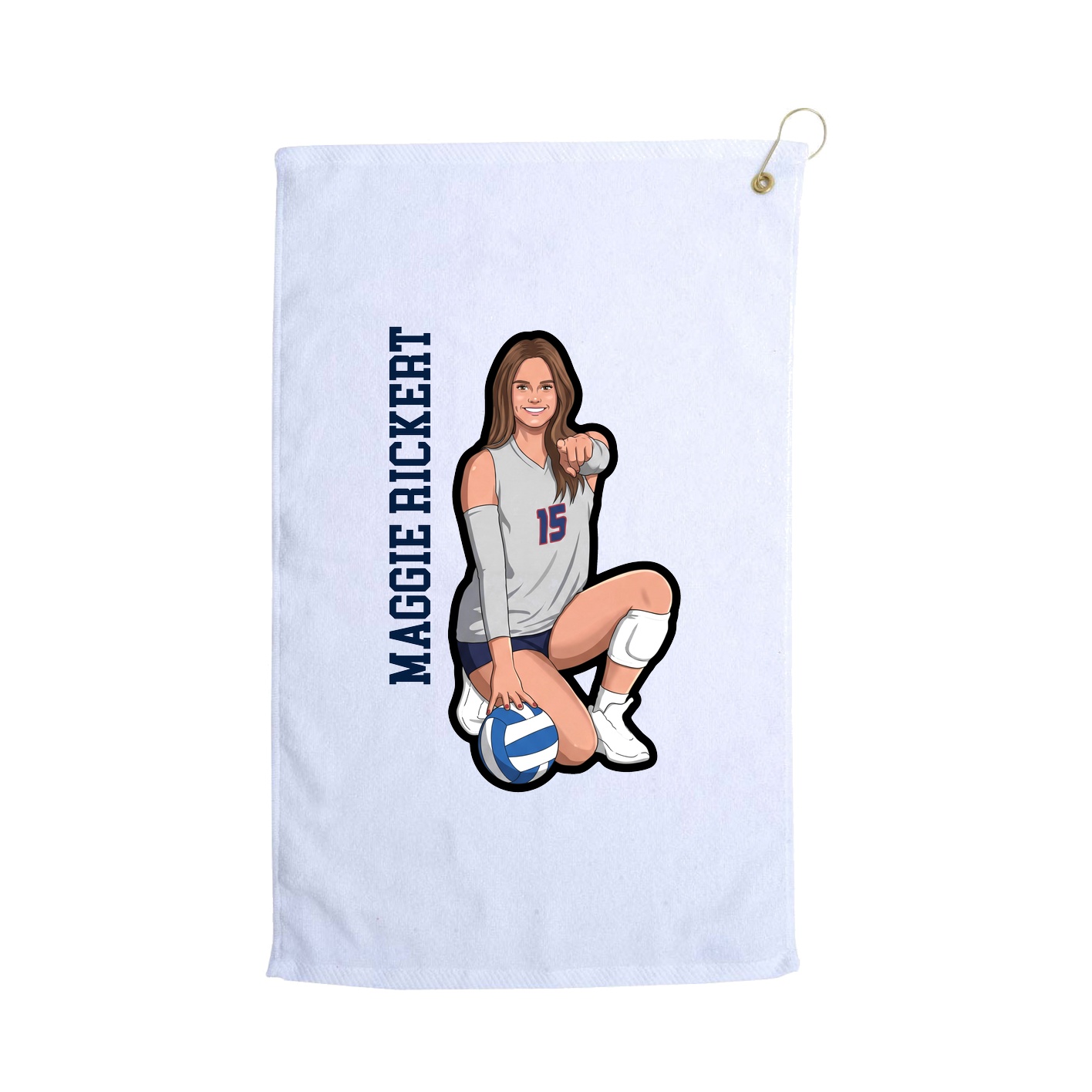 Golf Towel — Name Vertical in White