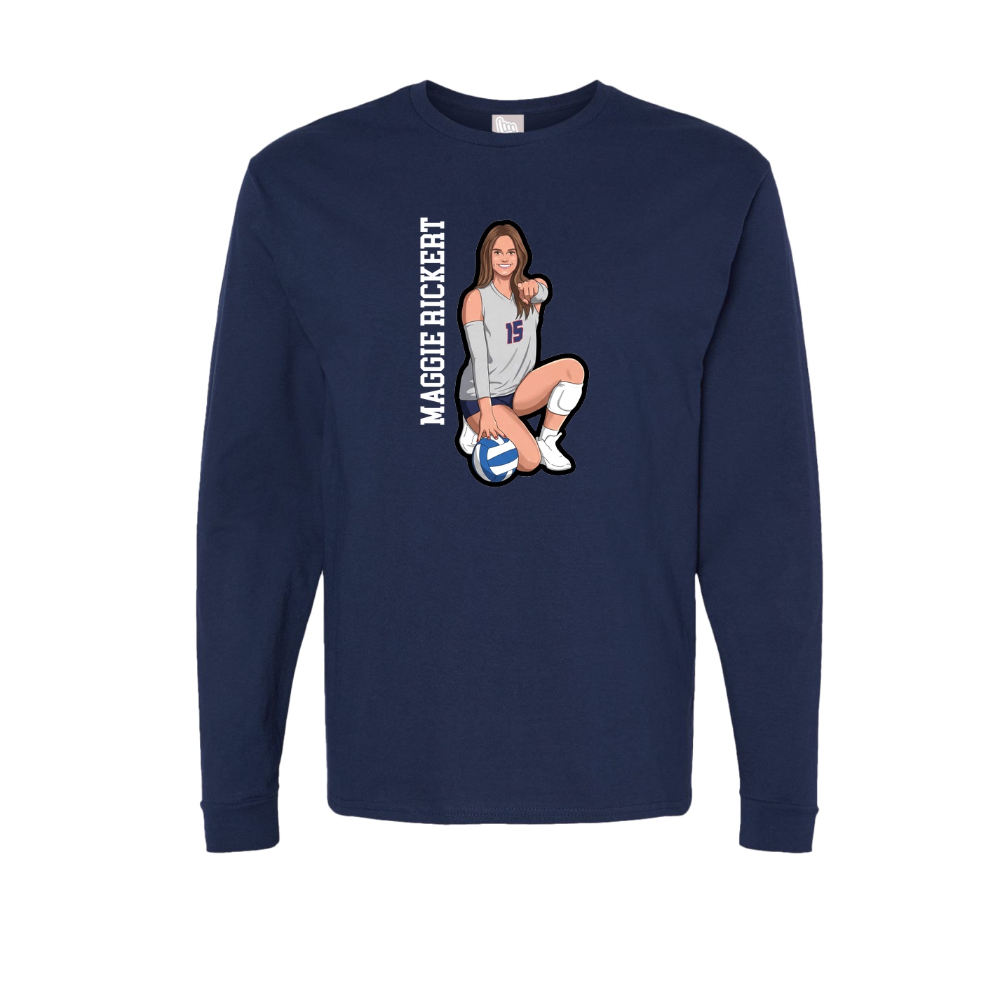 Long Sleeve Tee — Name Vertical in Navy