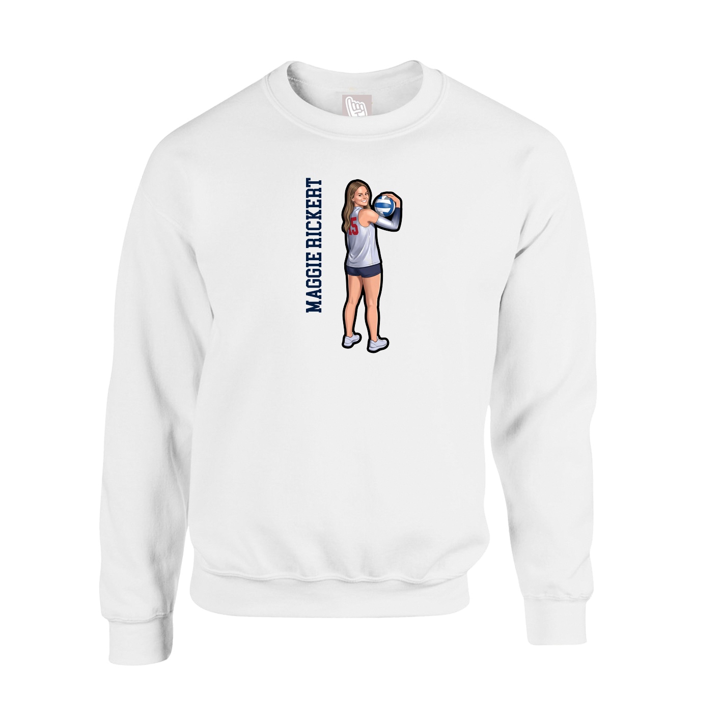 Fleece Crew — Name Vertical in White