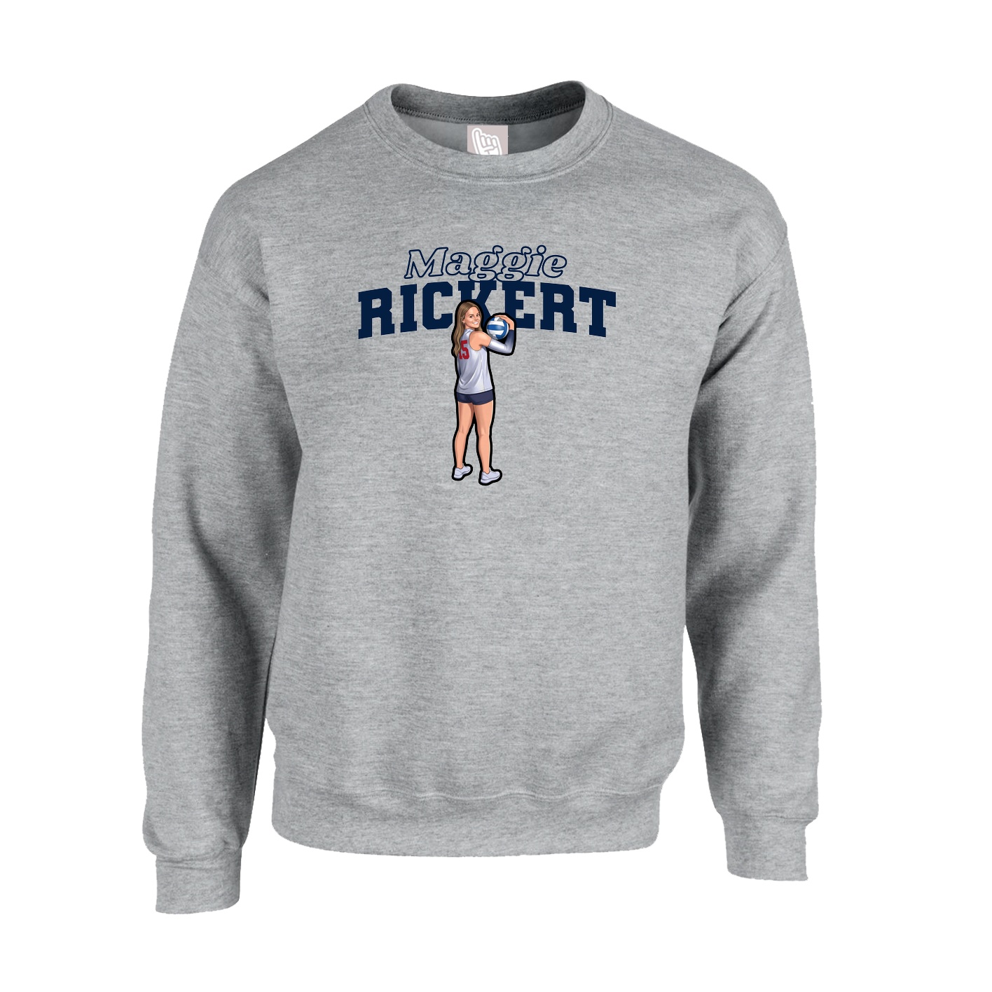 Fleece Crew — Name Arch in Grey