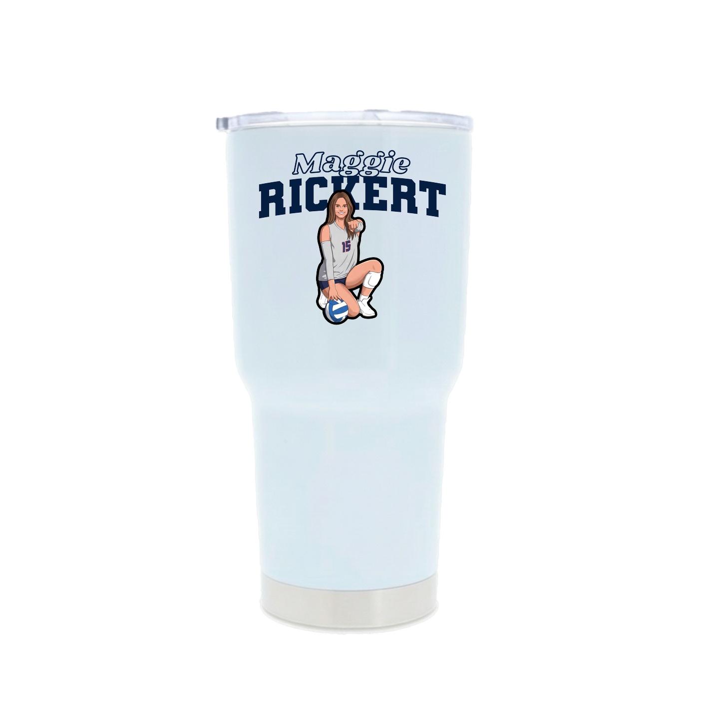 30oz Stainless Steel Tumbler — Name Arch in White