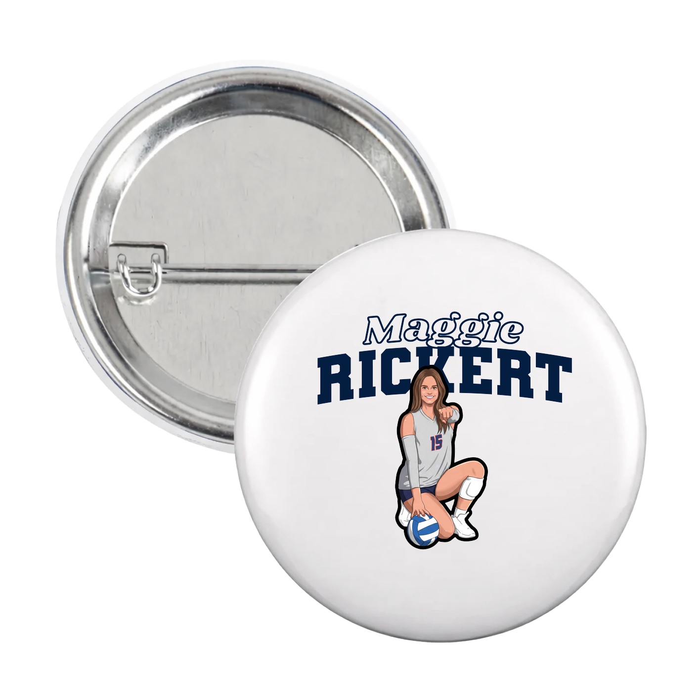 Game Day Button — Name Arch in White