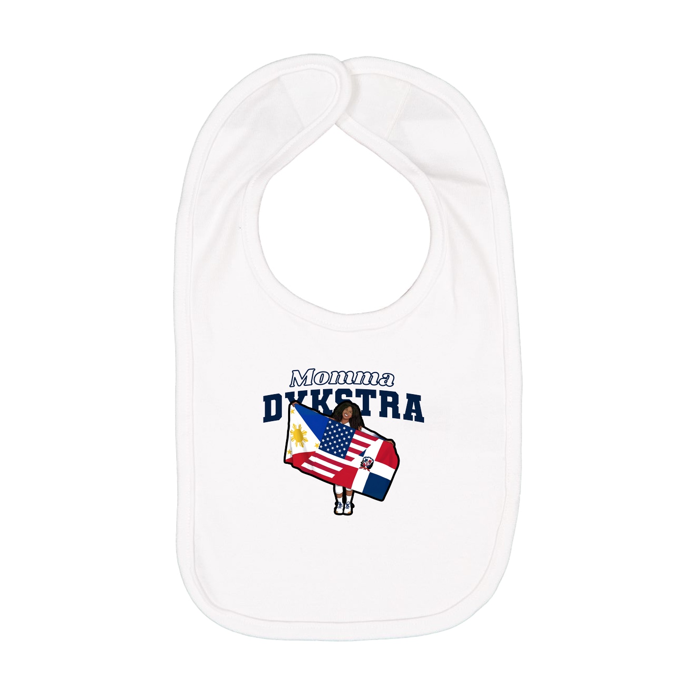 Infant Bib — Mothers Day Block in White