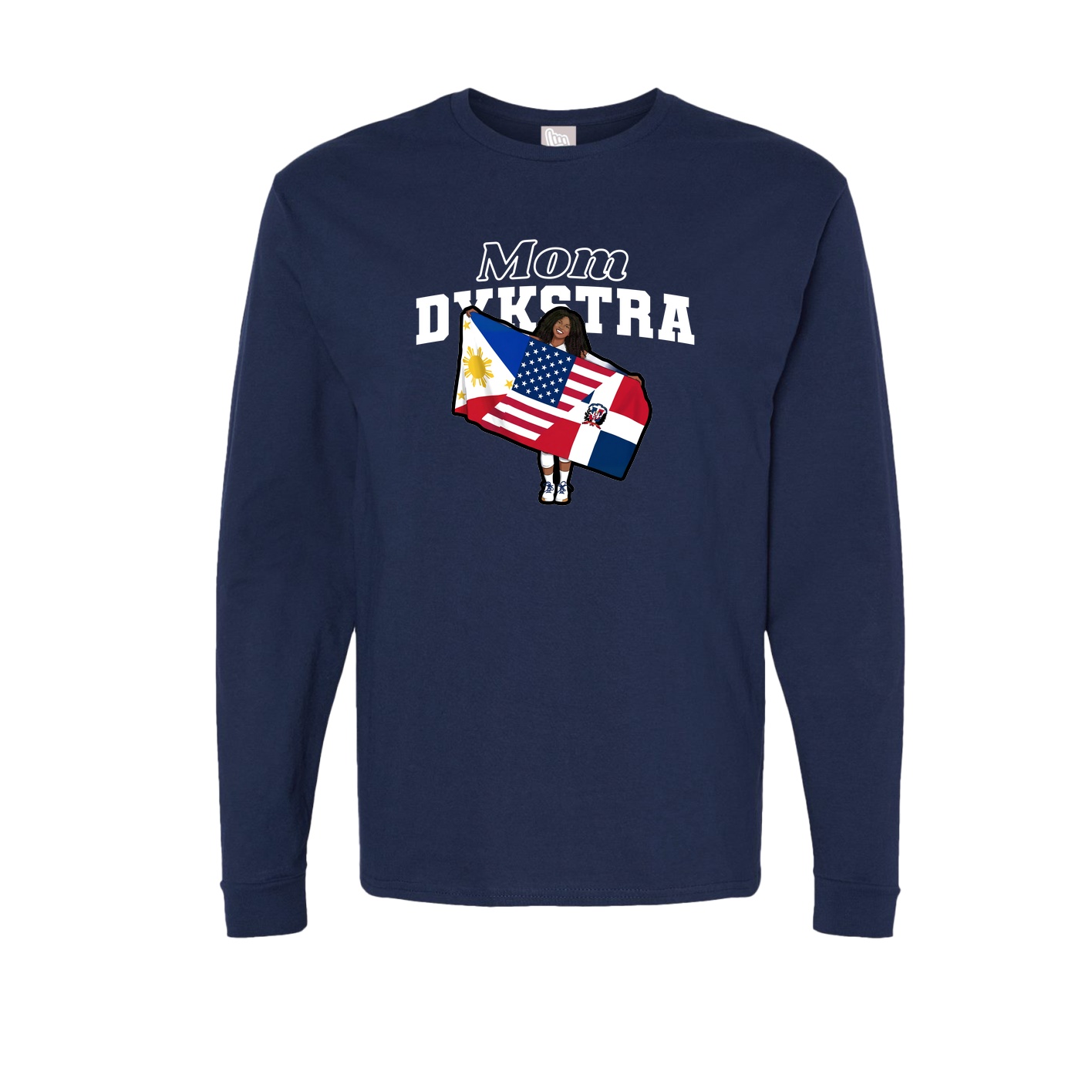 Long Sleeve Tee — Mothers Day Block in Navy