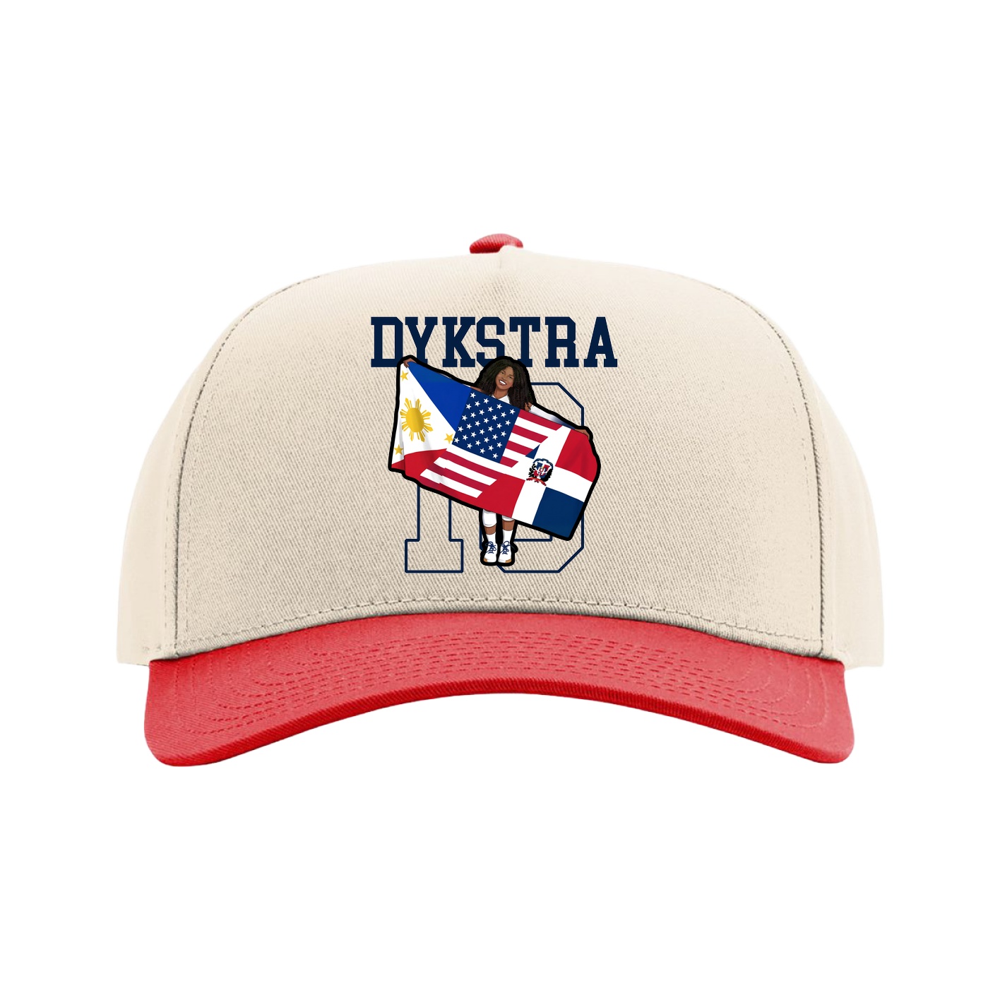 Full Fabric Five-Panel Champ Cap — Shirsey in Cream/Red