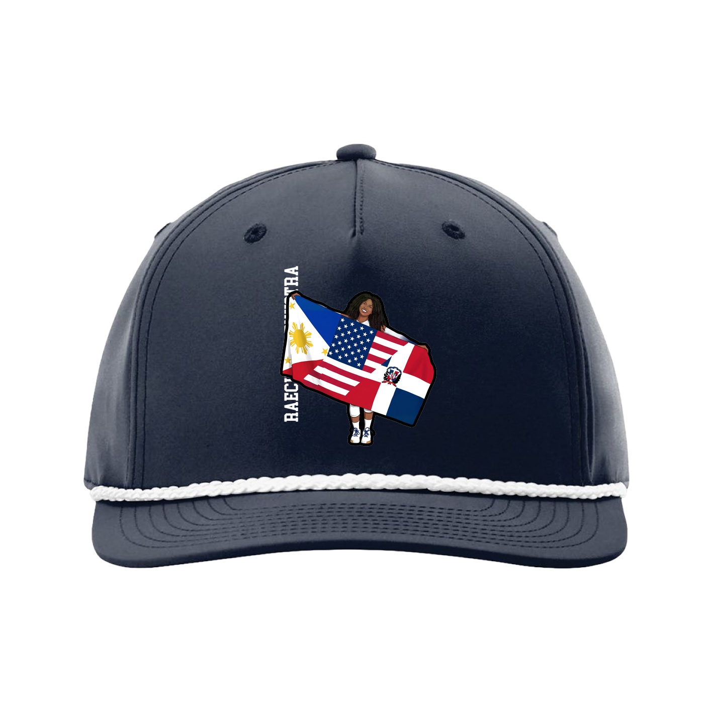 Five-Panel Classic Rope Cap — Name Vertical in Navy