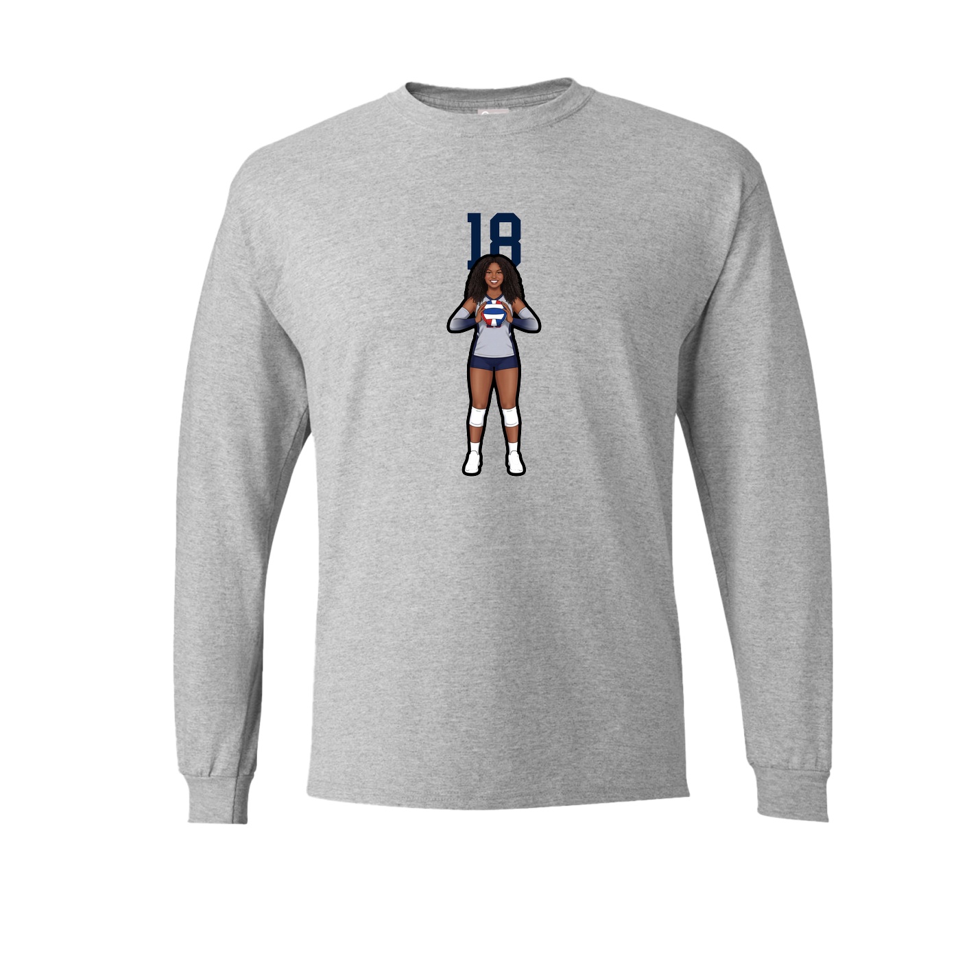Long Sleeve Tee — Number Top in Grey