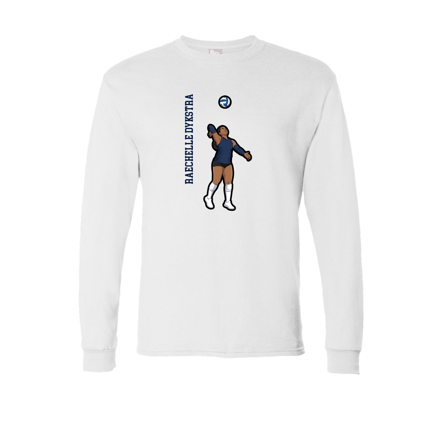 Long Sleeve Tee — Name Vertical in White