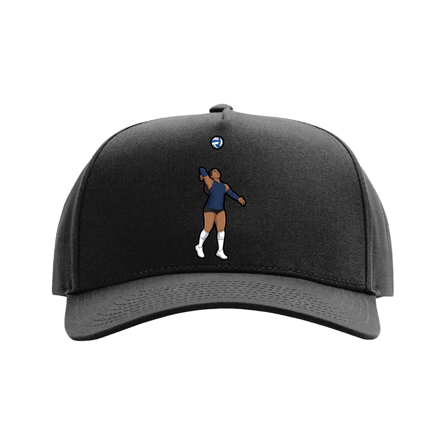 Full Fabric Five-Panel Champ Cap — Name Vertical in Black