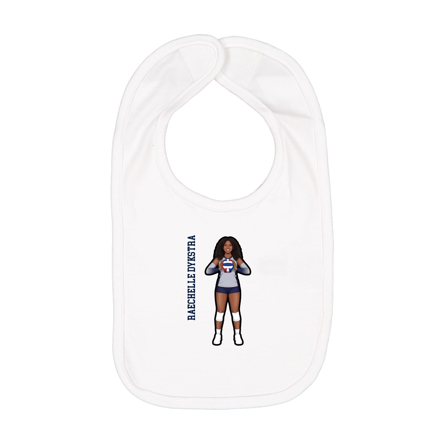 Infant Bib — Name Vertical in White