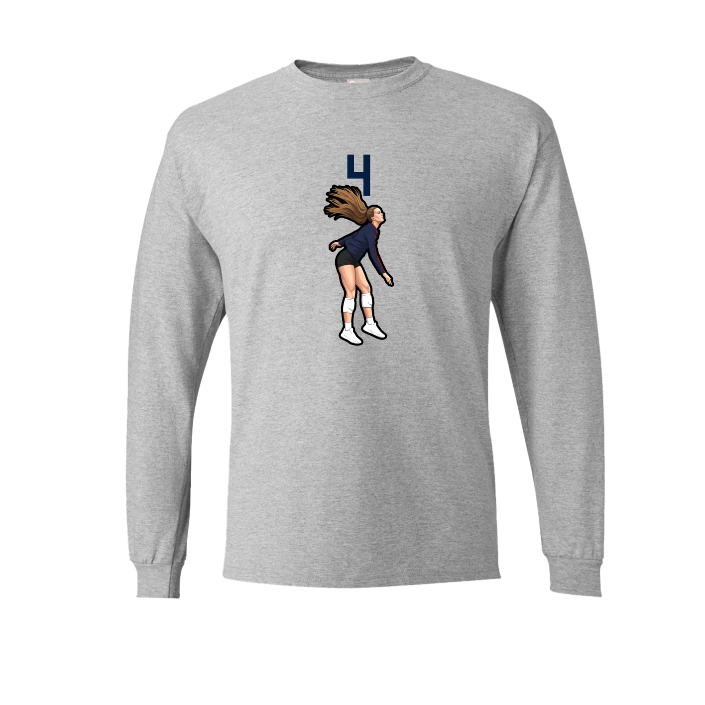 Long Sleeve Tee — Number Top in Grey