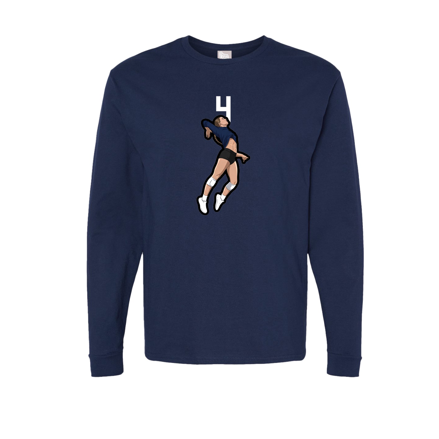 Long Sleeve Tee — Number Top in Navy