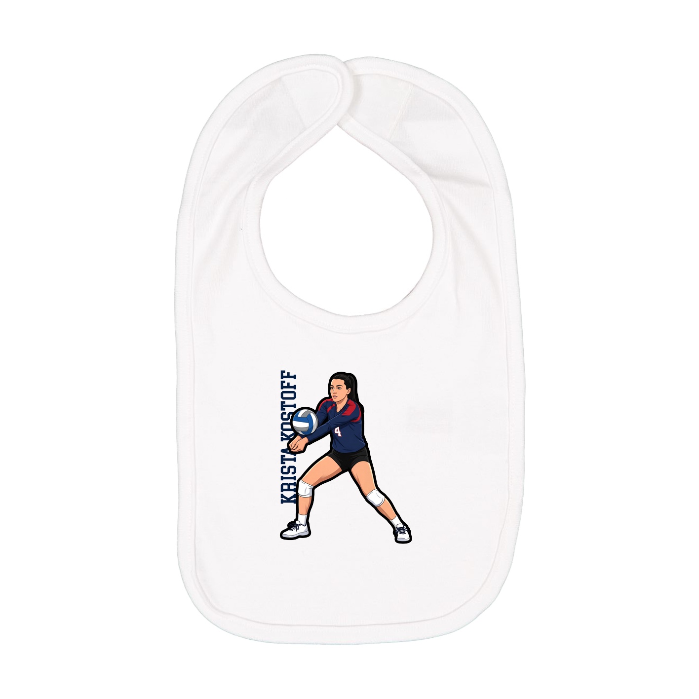 Infant Bib — Name Vertical in White