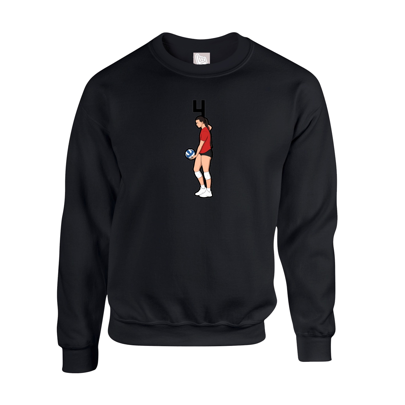 Fleece Crew — Number Top in Black