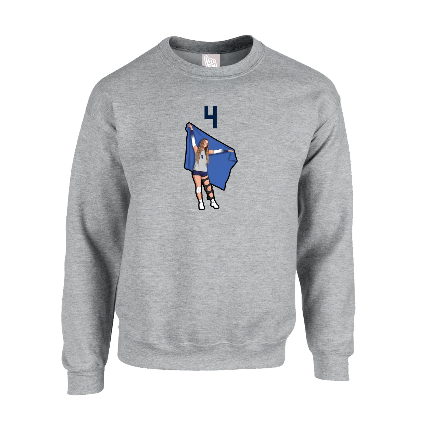 Fleece Crew — Number Top in Grey