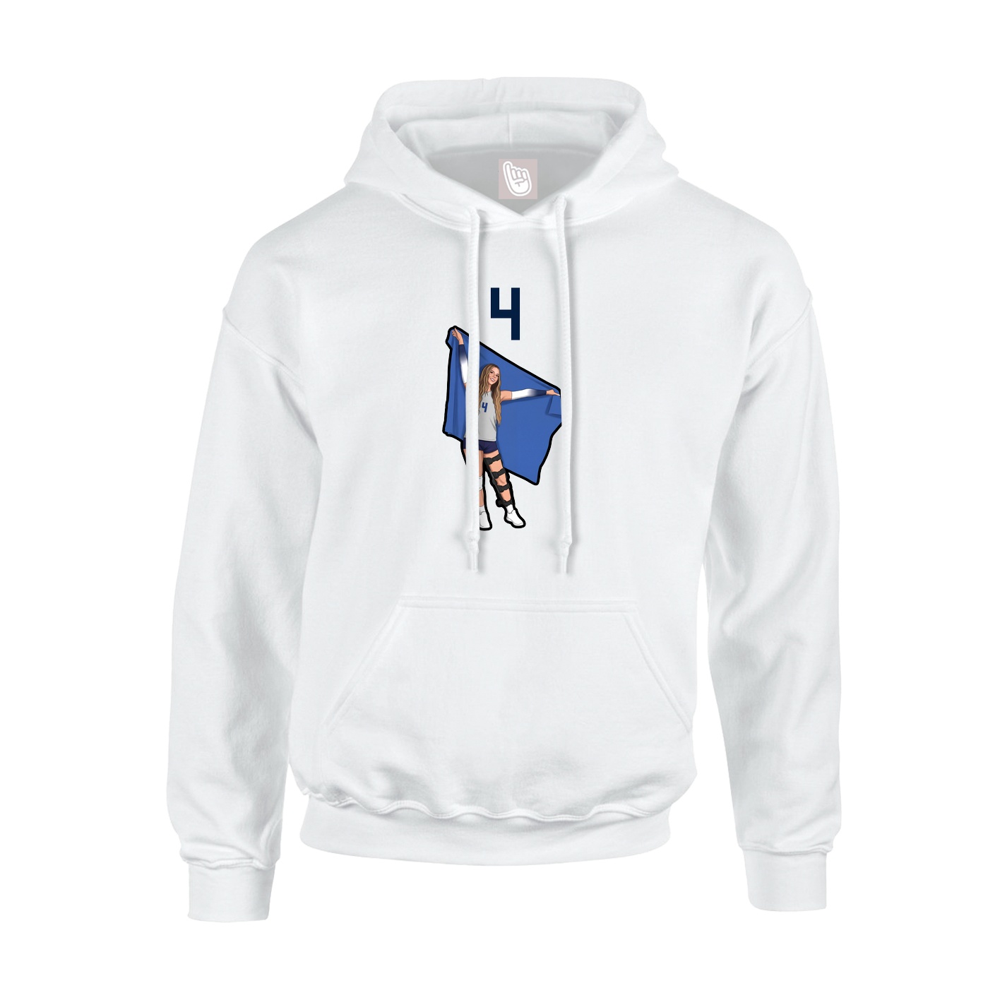 Youth Hoodie — Number Top in White