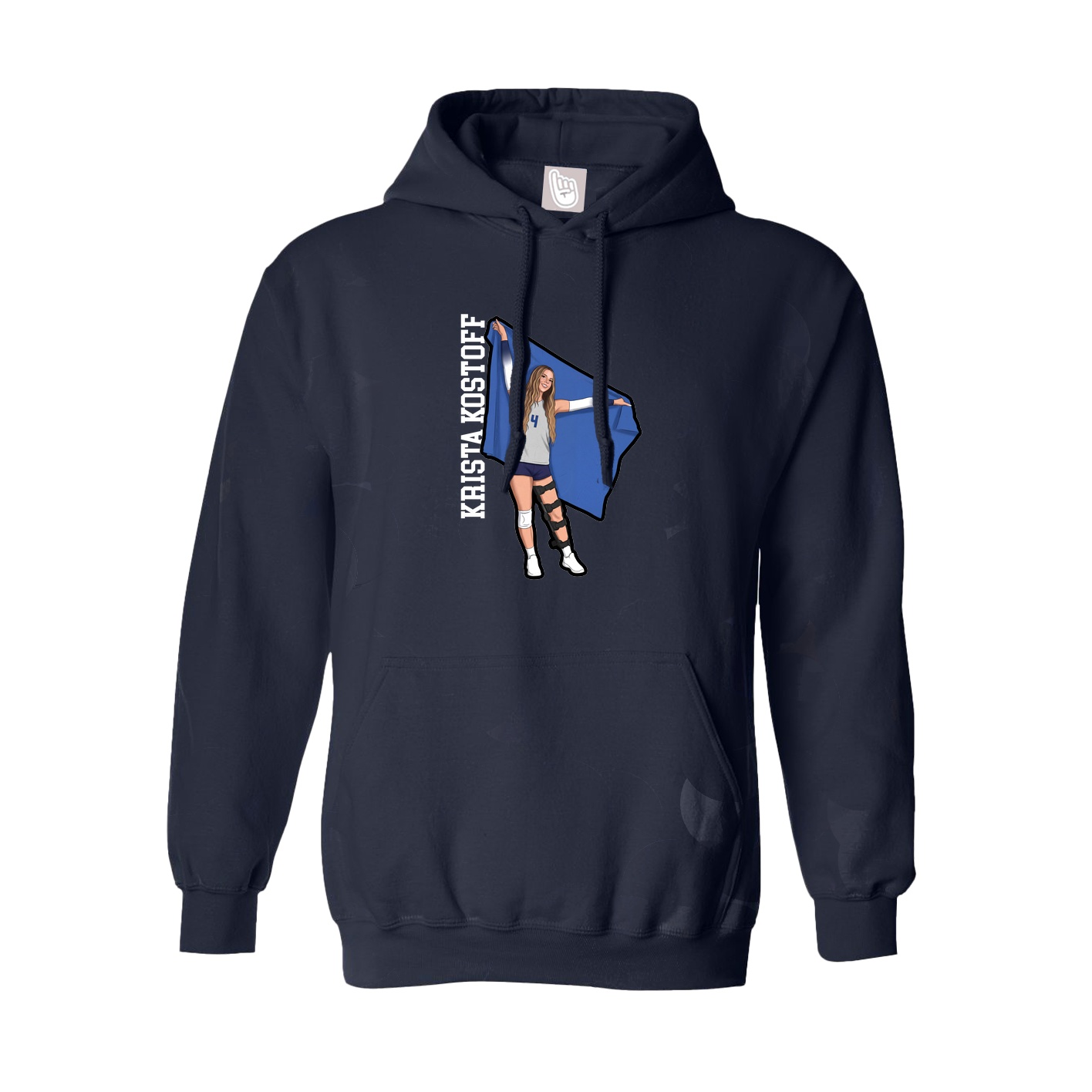 Hoodie — Name Vertical in Navy