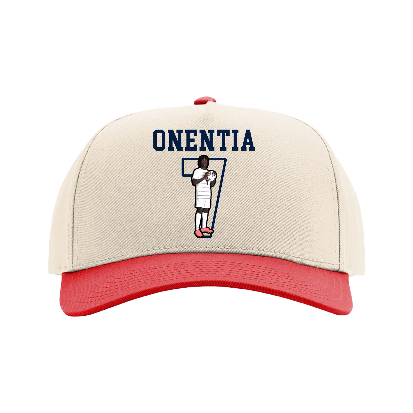 Full Fabric Five-Panel Champ Cap — Shirsey in Cream/Red