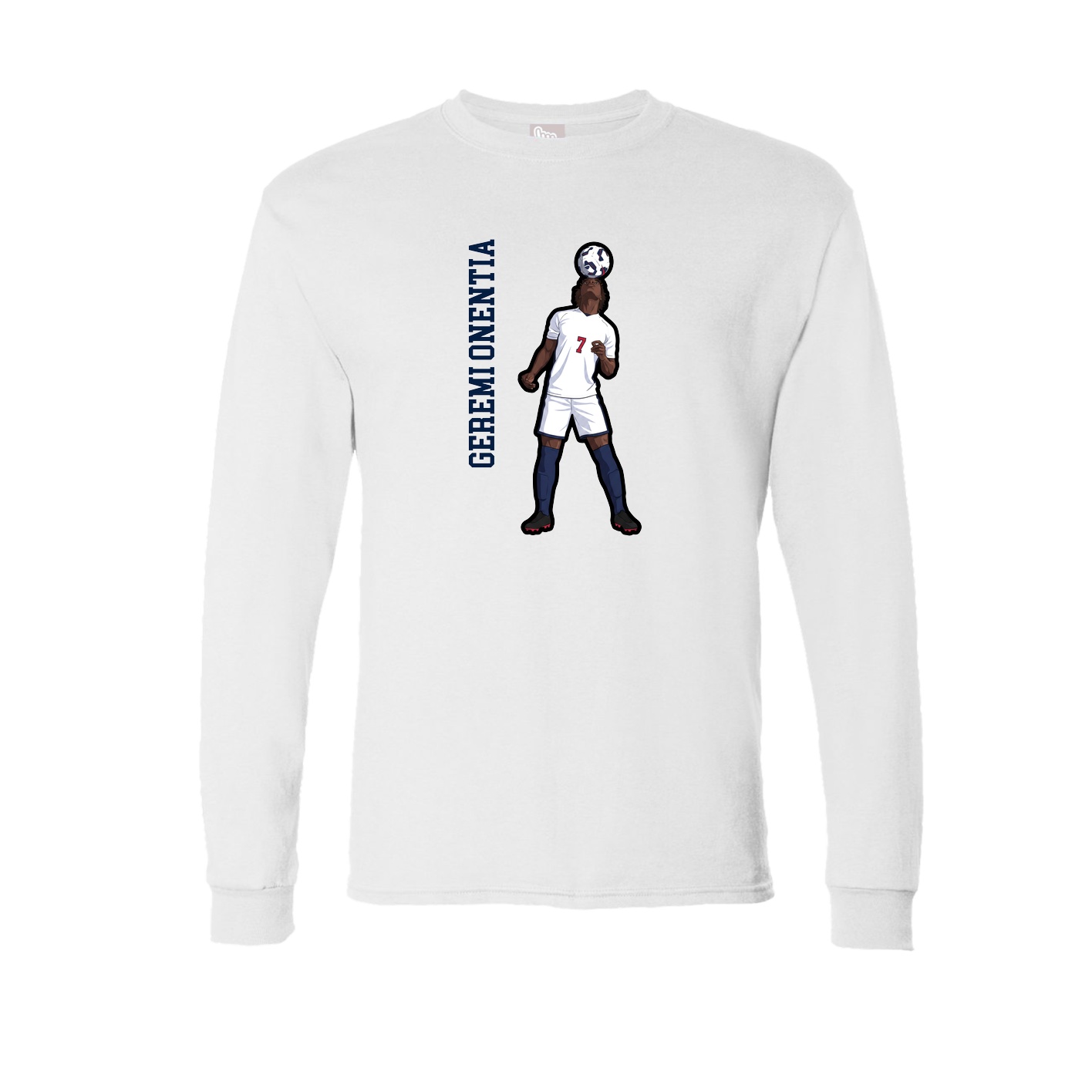 Long Sleeve Tee — Name Vertical in White