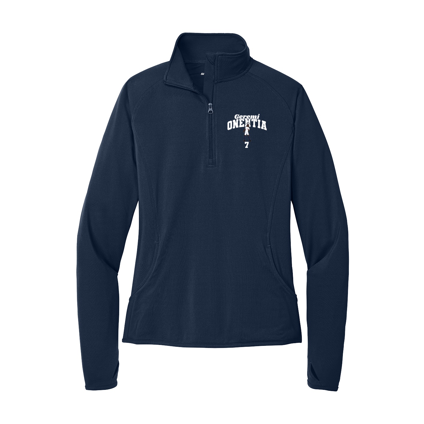Women's Q-Zip Pullover — Signature Arch in Navy