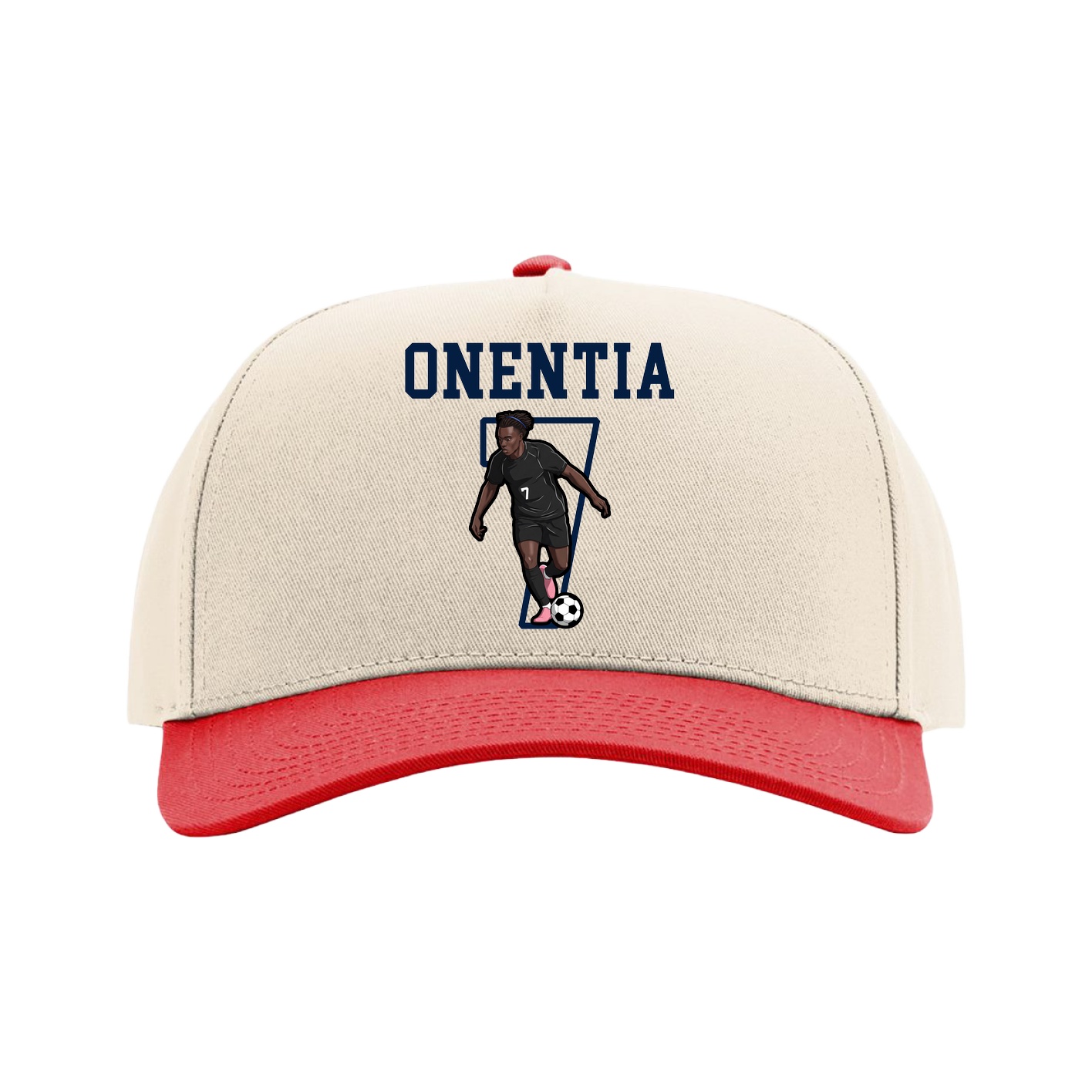Full Fabric Five-Panel Champ Cap — Shirsey in Cream/Red