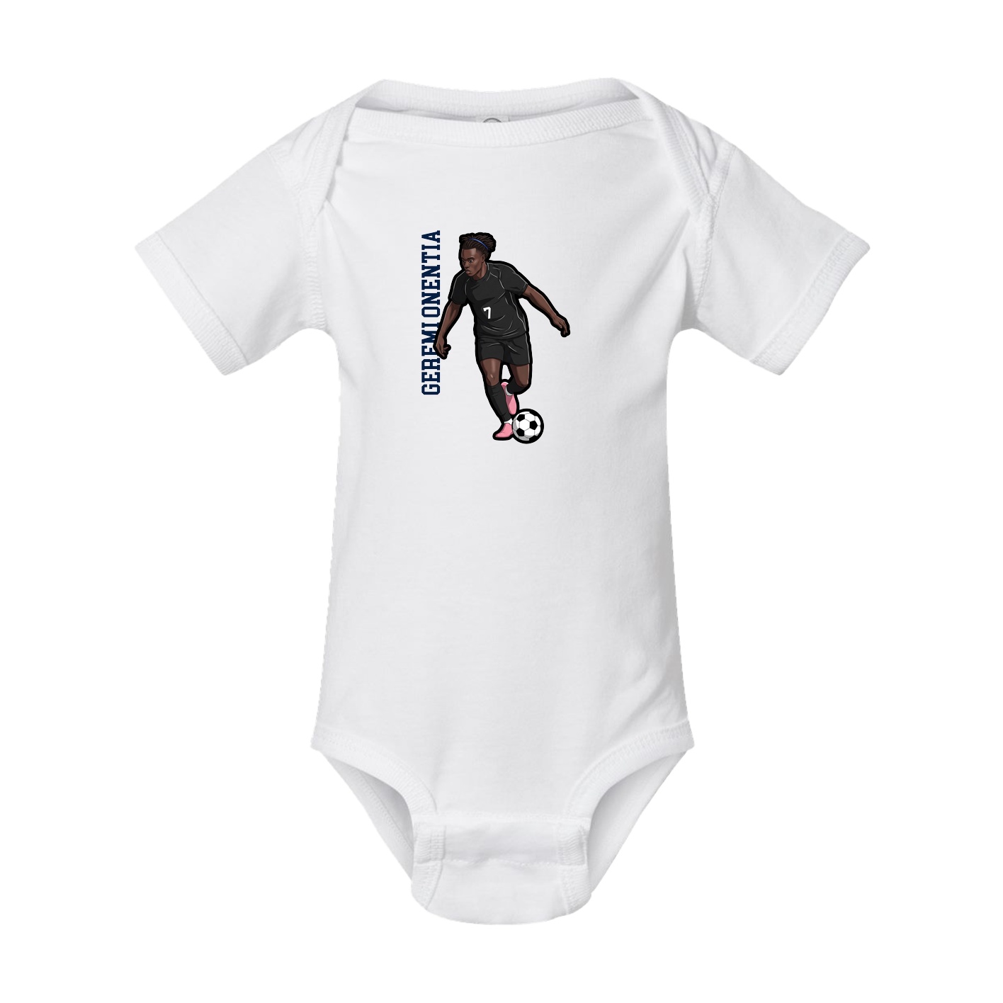 Baby Onesie — Name Vertical in White