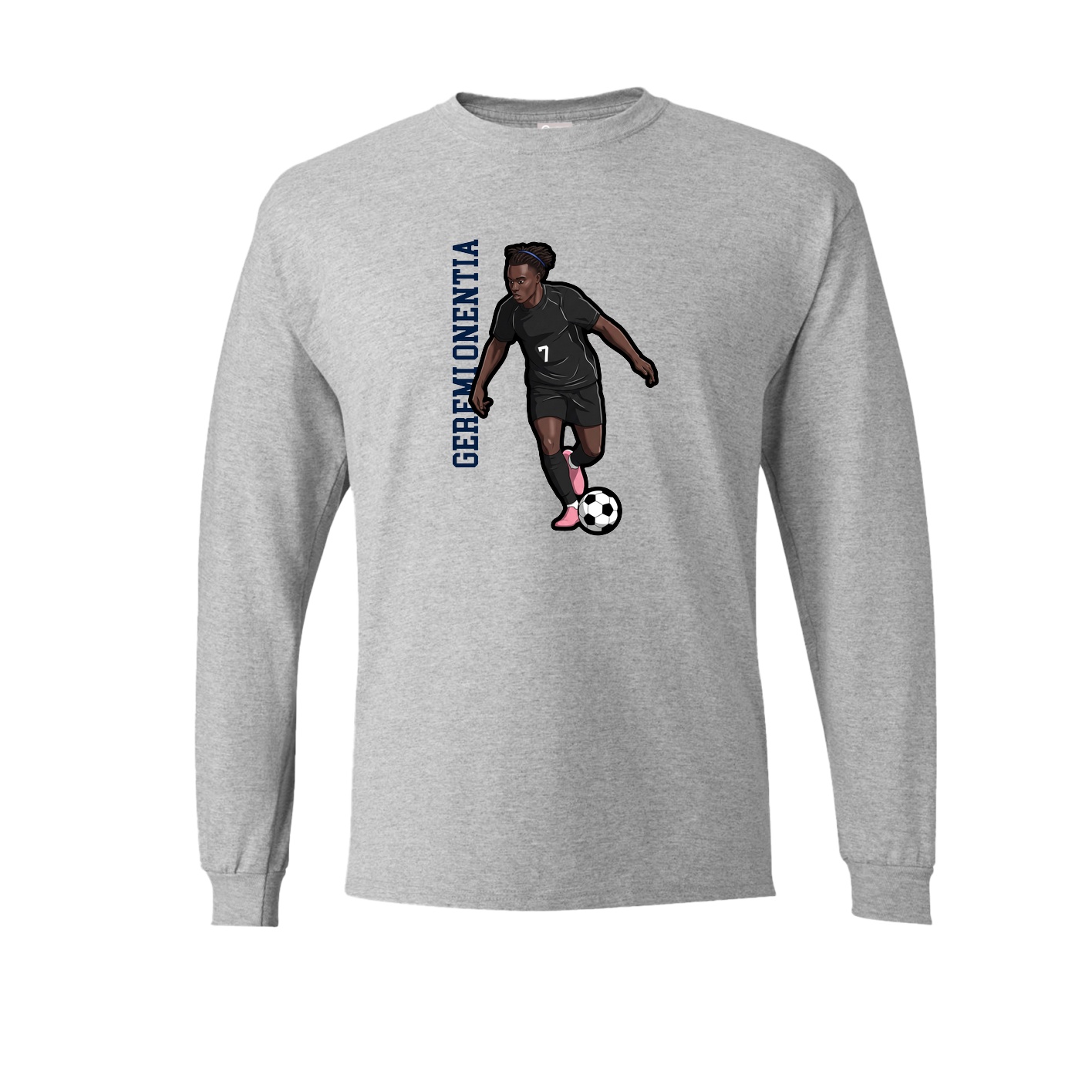 Long Sleeve Tee — Name Vertical in Grey