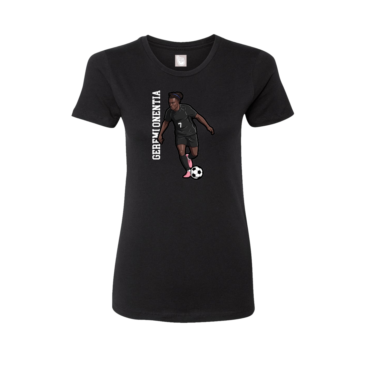 Womens Tee — Name Vertical in Black
