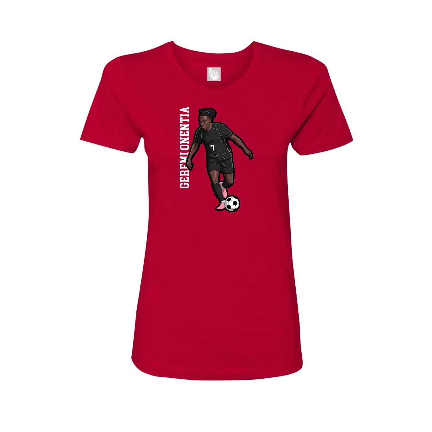 Womens Tee — Name Vertical in Red