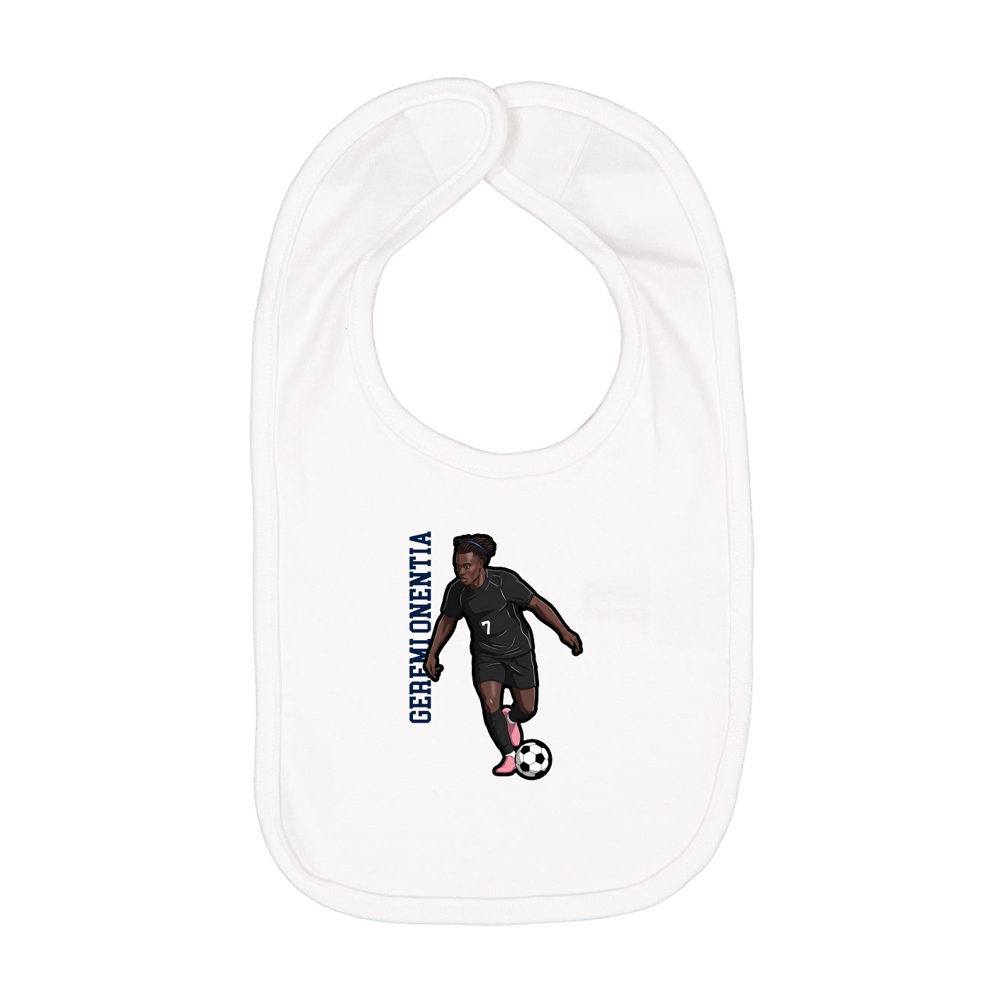 Infant Bib — Name Vertical in White