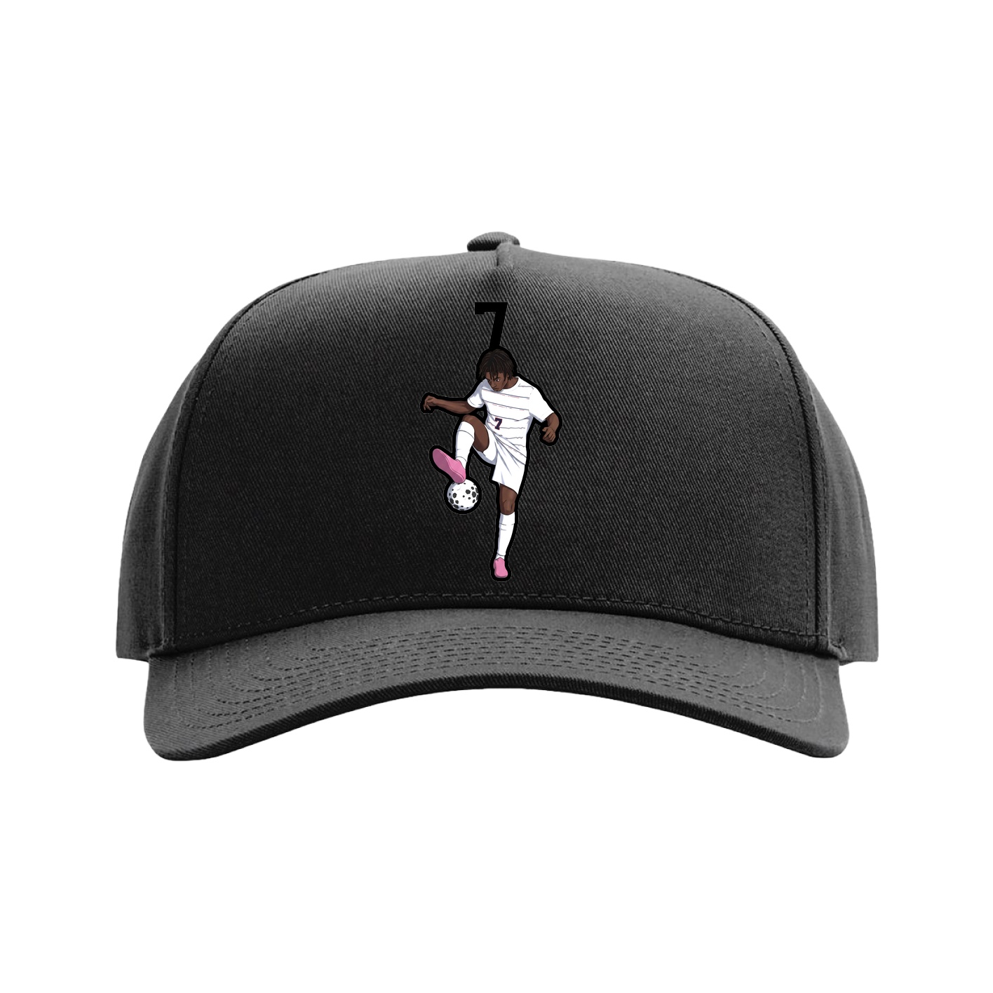 Full Fabric Five-Panel Champ Cap — Number Top in Black