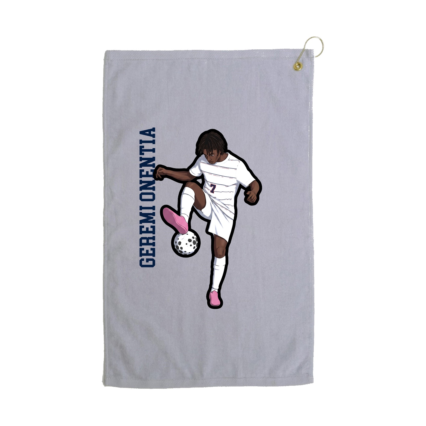 Golf Towel — Name Vertical in Grey