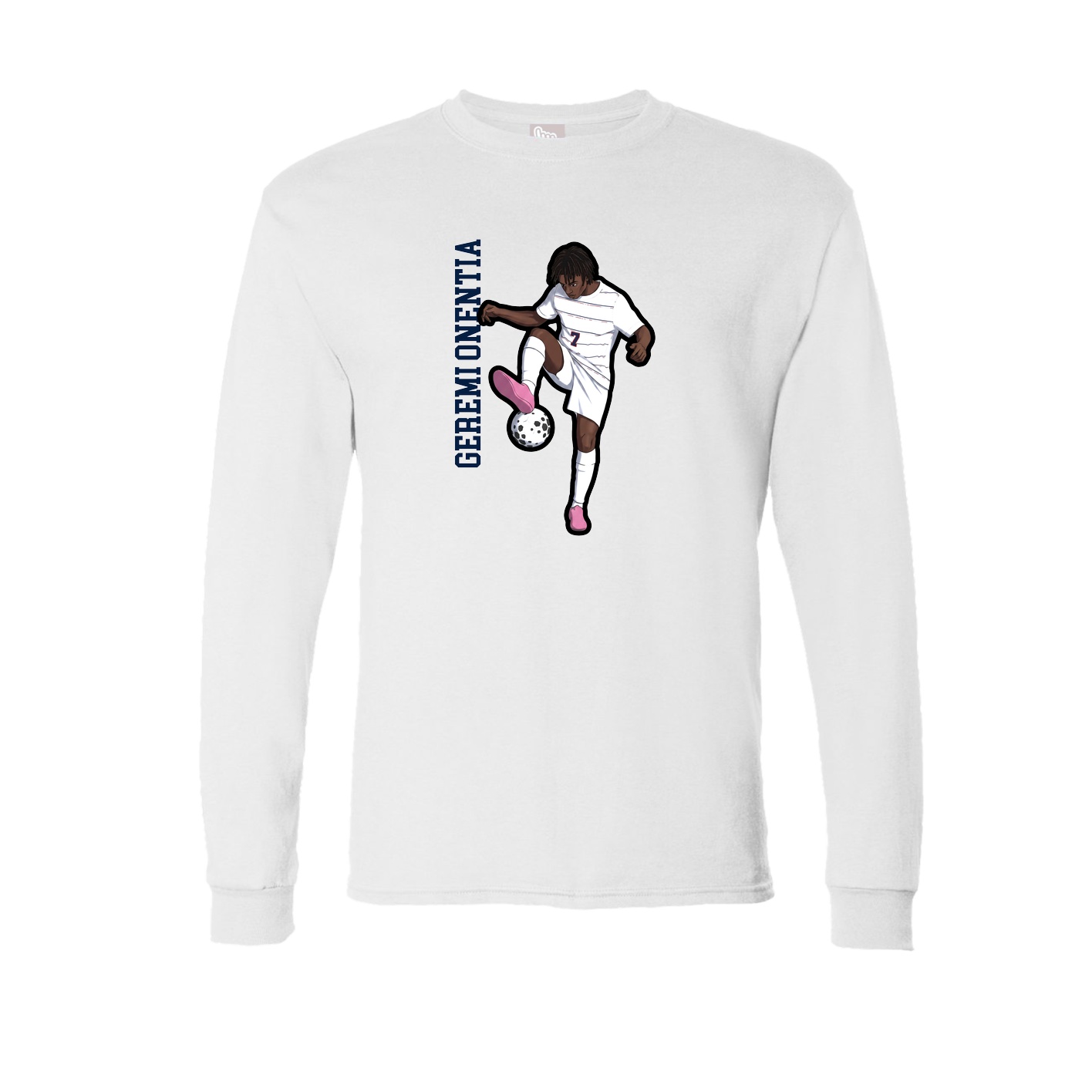 Long Sleeve Tee — Name Vertical in White