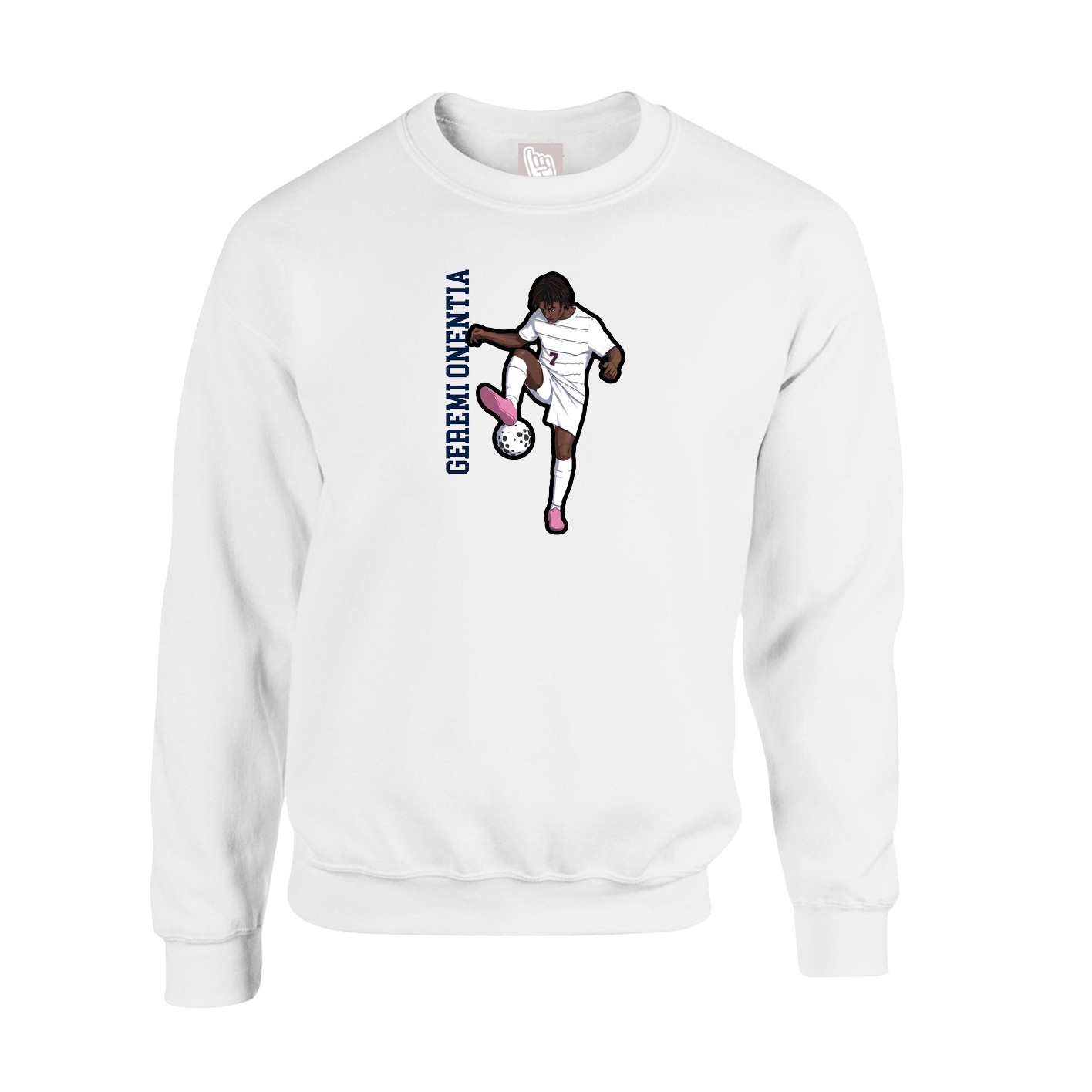 Fleece Crew — Name Vertical in White