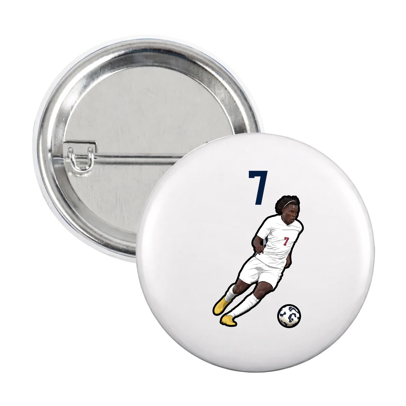 Game Day Button — Number Top in White