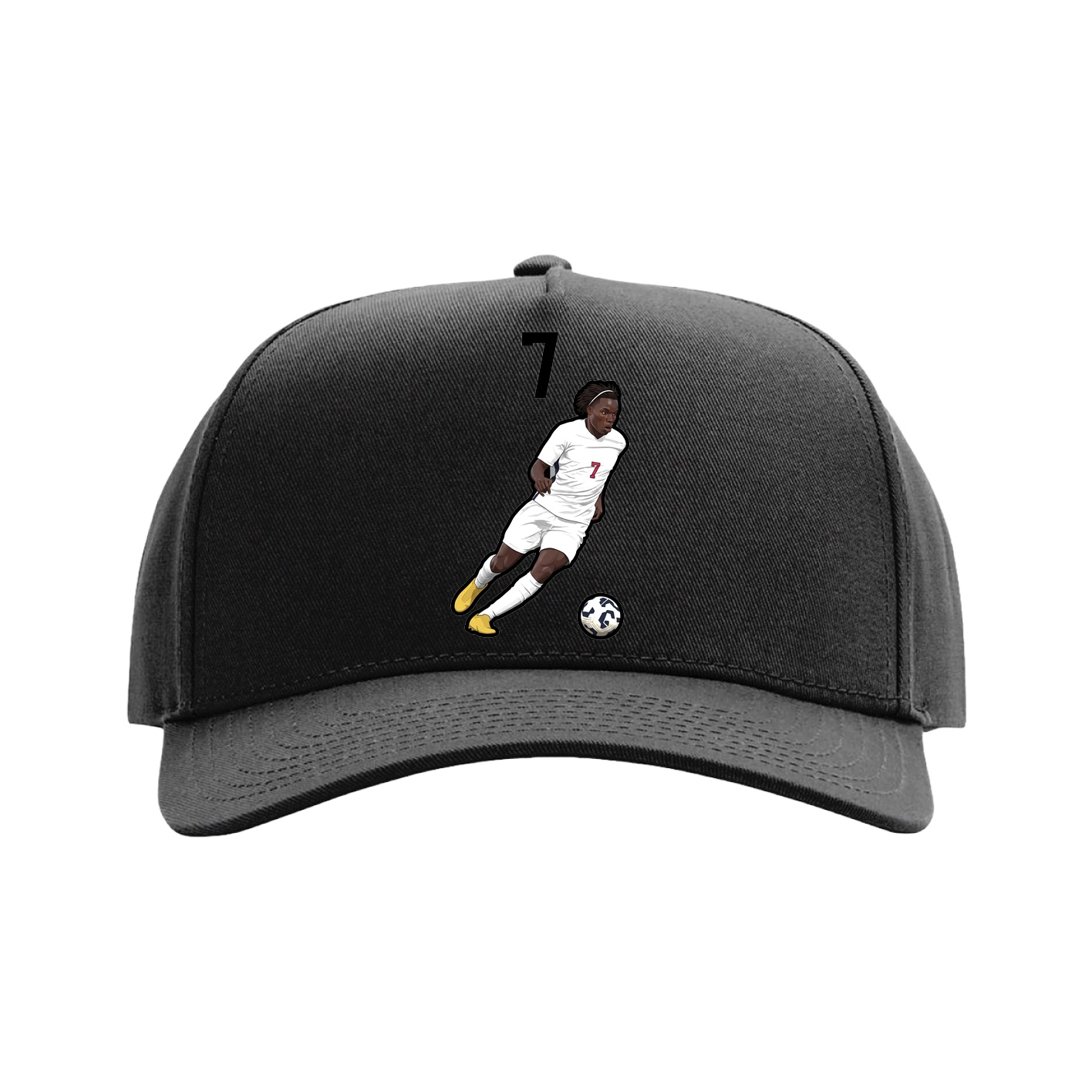 Full Fabric Five-Panel Champ Cap — Number Top in Black