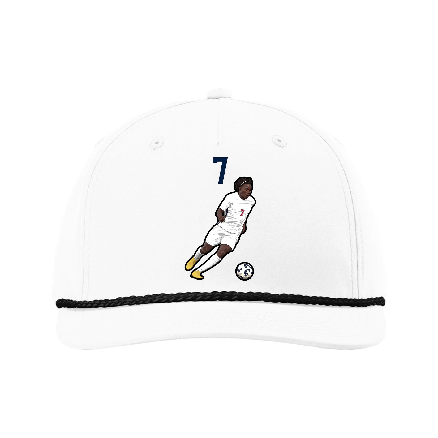 Five-Panel Classic Rope Cap — Number Top in White