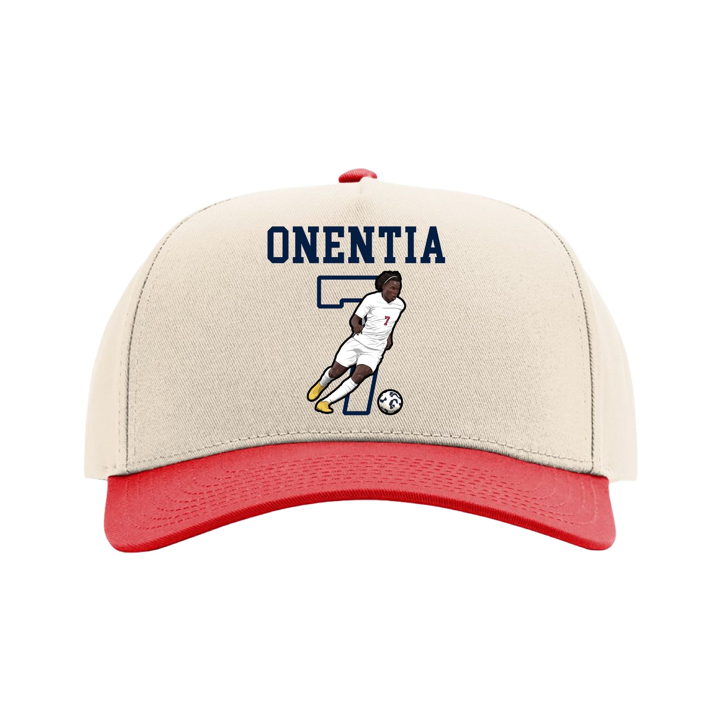 Full Fabric Five-Panel Champ Cap — Shirsey in Cream/Red