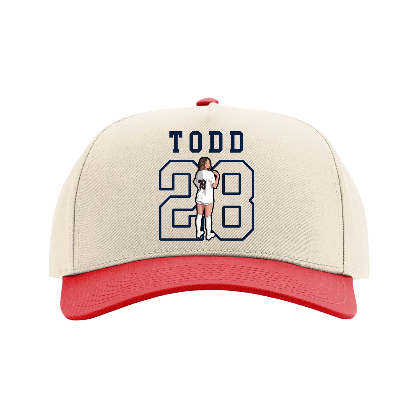 Full Fabric Five-Panel Champ Cap — Shirsey in Cream/Red