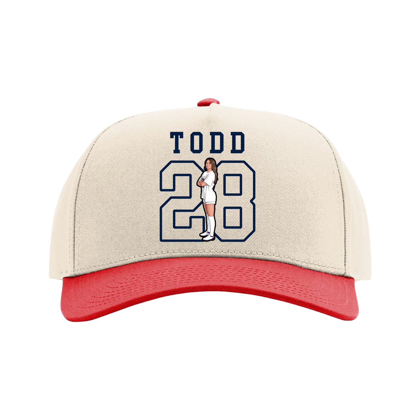 Full Fabric Five-Panel Champ Cap — Shirsey in Cream/Red