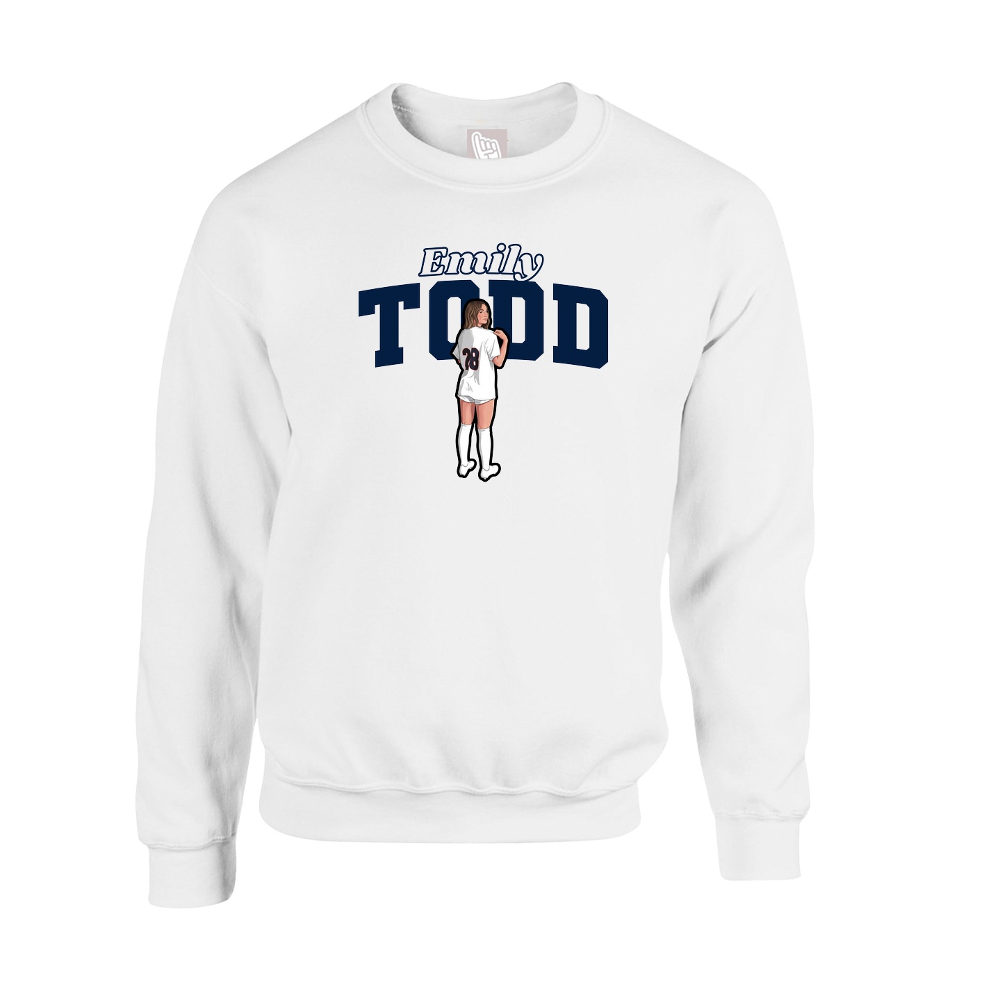 Fleece Crew — Name Arch in White